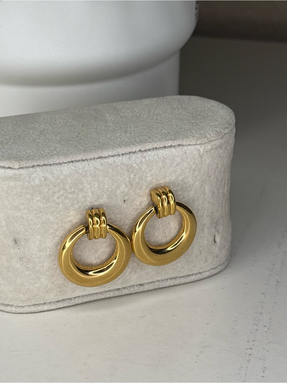 Trifari Gold Hoop Earrings Vintage Signed Chunky Classic Ribbed Hoops